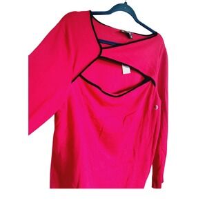 New York & Company XL Women's Sweater Red Blk Piping‎ Front NY&CO NWT RV $55